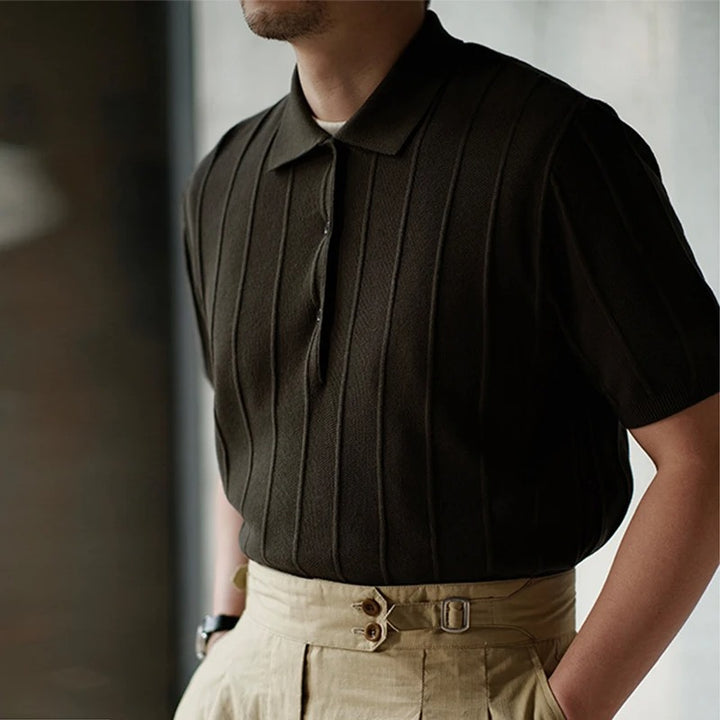 Silk Cotton Ribbed Polo