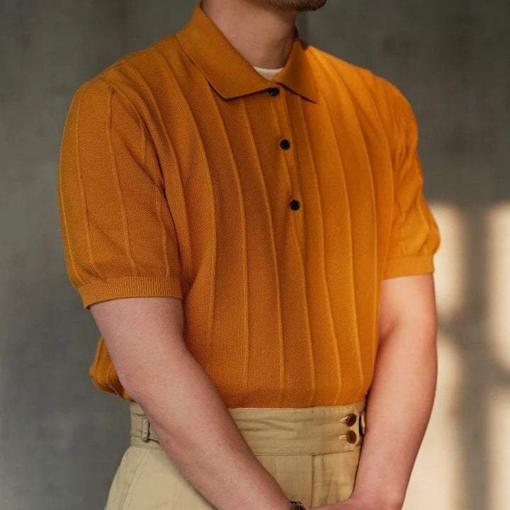 Silk Cotton Ribbed Polo