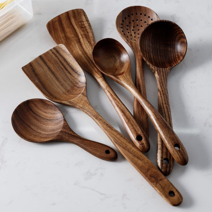 Handmade Teak Wood Utensils 7pcs Set