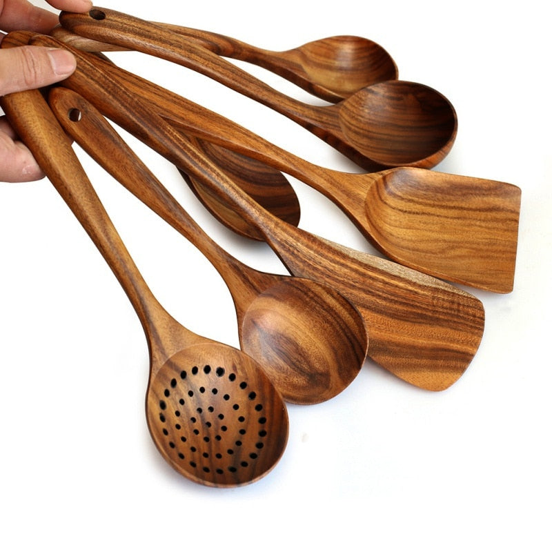 Handmade Teak Wood Utensils 7pcs Set